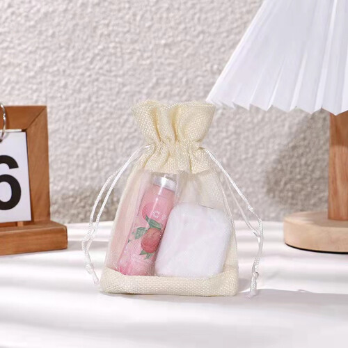 8PCS Reusable Linen Storage Pouch 10x14cm Breathable Drawstring 1