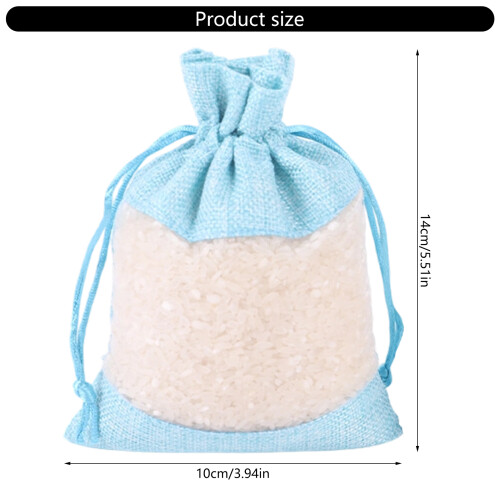 8PCS Reusable Linen Storage Pouch 10x14cm Breathable Drawstring 2