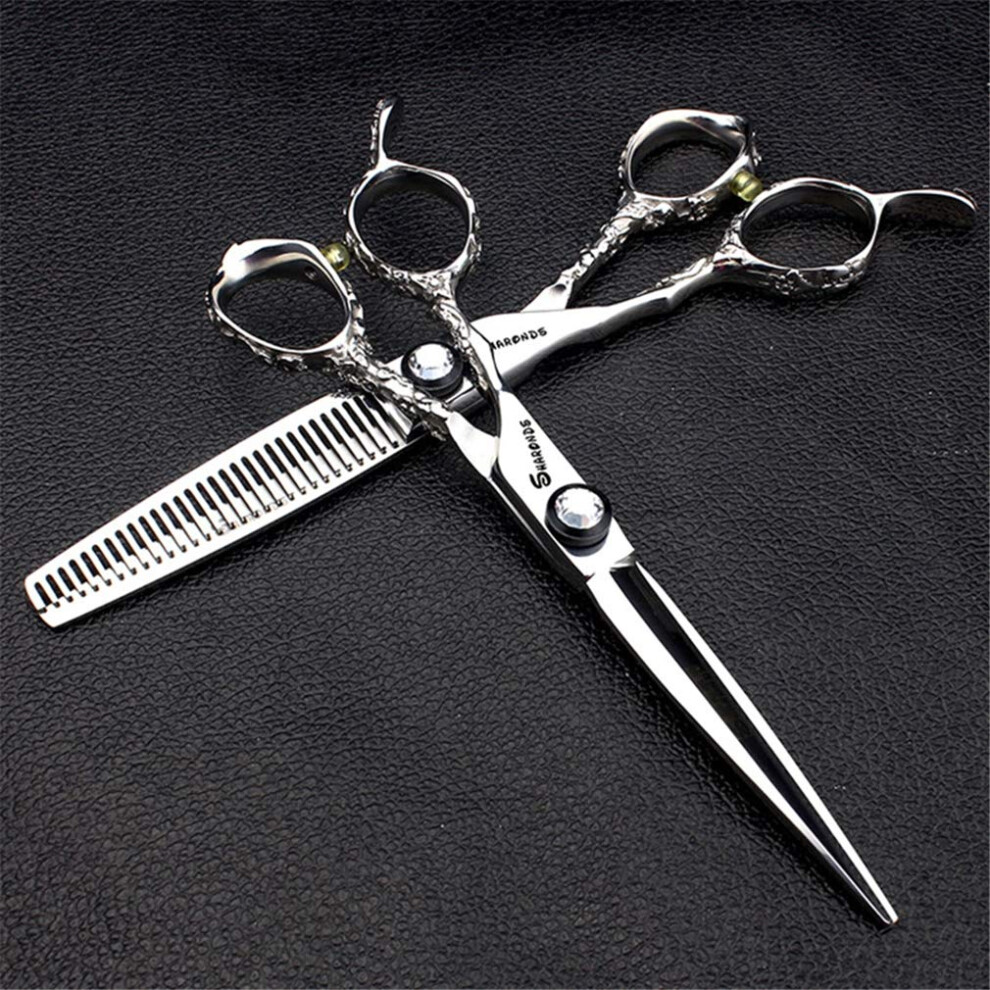 Left Handed Hairdressing Set - 6.0 Inch, Haircut Thinning Shears Stainless Steel Styling Tool, with Adjustable Screw