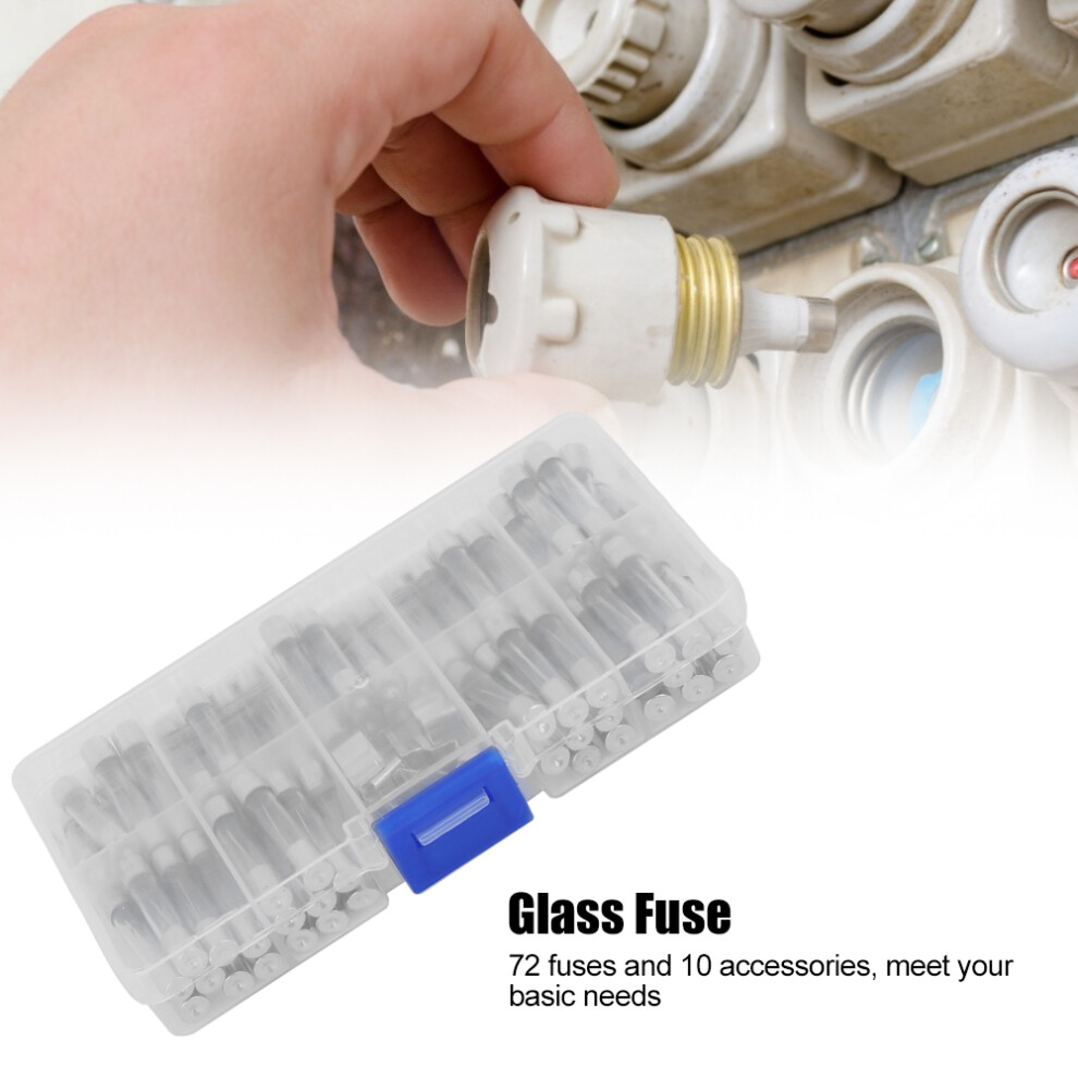 82Pcs Glass Tube Fuse Kit 0.5A-30A 6X30mm With Holder Transparent 4171362154857