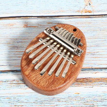 Oval 8 Keys Thumb Piano Mini Portable Acrylic Instrument Crude Wood Look