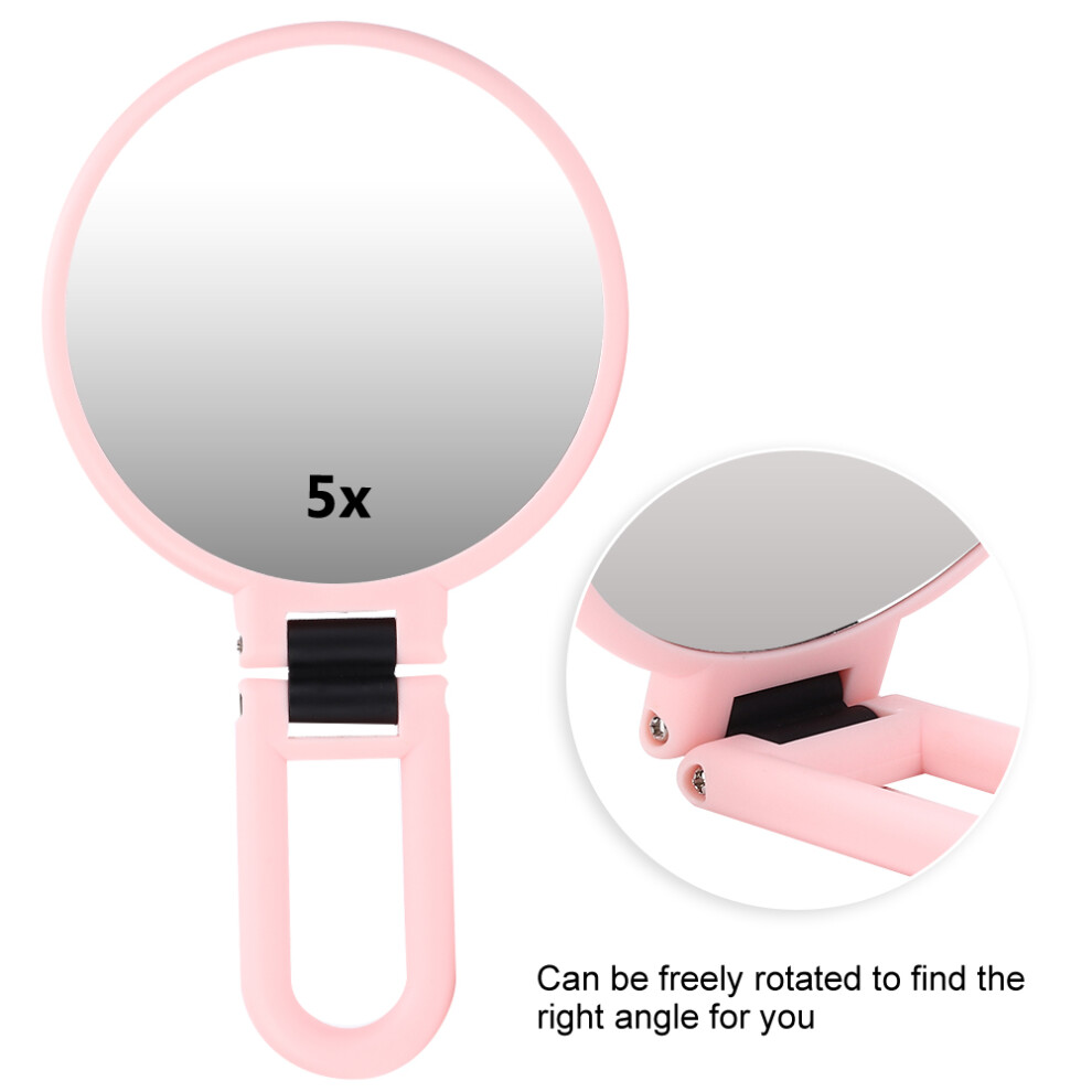 5X Portable Travel Makeup Mirror Pink - Double-sided & Adjustable