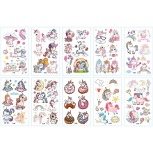 Satz mit 10 Cartoon-Tattoo-Blatt Wasserdichte Sticker für Kinderparty