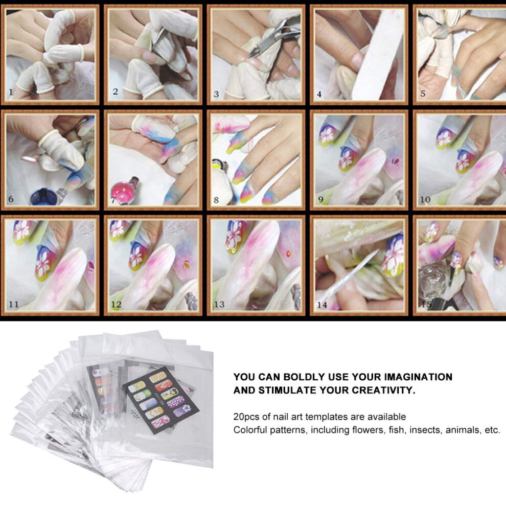 20pcs Nail Art Printing Templates Reusable PET Stencil DIY Manicure Tool