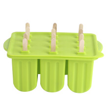 12-Gitter-Silikon-Eiscremeform mit Deckel, Sticks, grün
