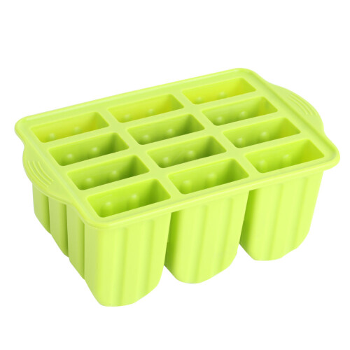 12-Gitter-Silikon-Eiscremeform mit Deckel, Sticks, grün 2