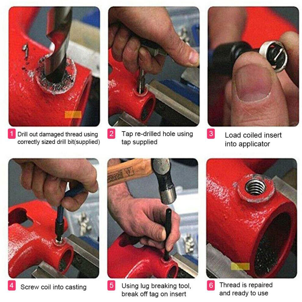 25Pcs M8 Thread Repair Kit, Steel, Drill & Tap Tools, Repair Damaged Threads 4641362162881