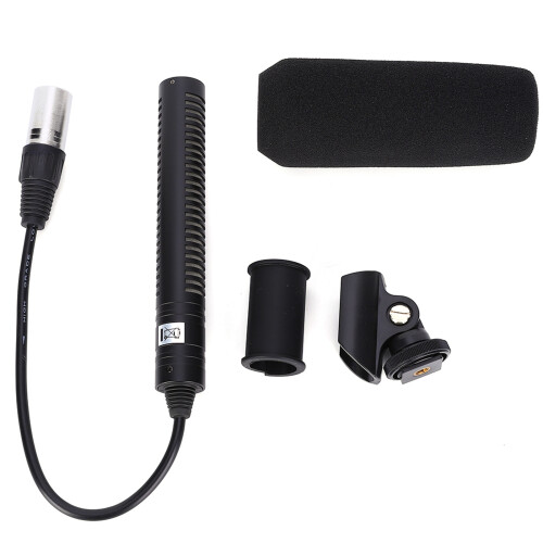 Black Condenser Microphone for Cameras, Unidirectional, 23.5cm 1