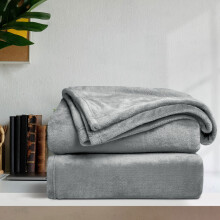 (Silver, Super King: 230 cm x 270 cm) 310 GSM Blanket Fleece Single Double King Super King Size Bed Throw Sofa Mink Blanket