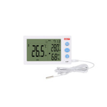 Medidor de temperatura e umidade, sensor à prova d'água para monitoramento preciso em ambientes externos, visor duplo com design compacto para