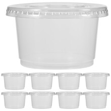 Plastporsjonsbeger med lokk, engangsplastbeger for måltidsforberedelse og porsjonskontroll, lekkasjesikre lokk, små krydderbeholdere til
