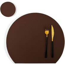 Set aus 1 waschbarem Tischset und Untersetzer, hitzebeständiges Kunstleder für die Klassenzimmerdekoration, ungiftige Materialien, Schwarzbraun, 38
