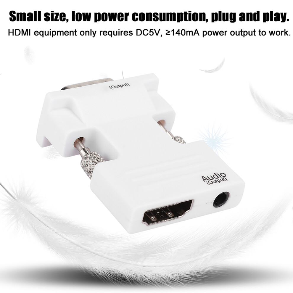 1080P Hd Hdmi To Vga Adapter With 3.5Mm Audio Cable For Pc, Laptop, Tv 5001362164558