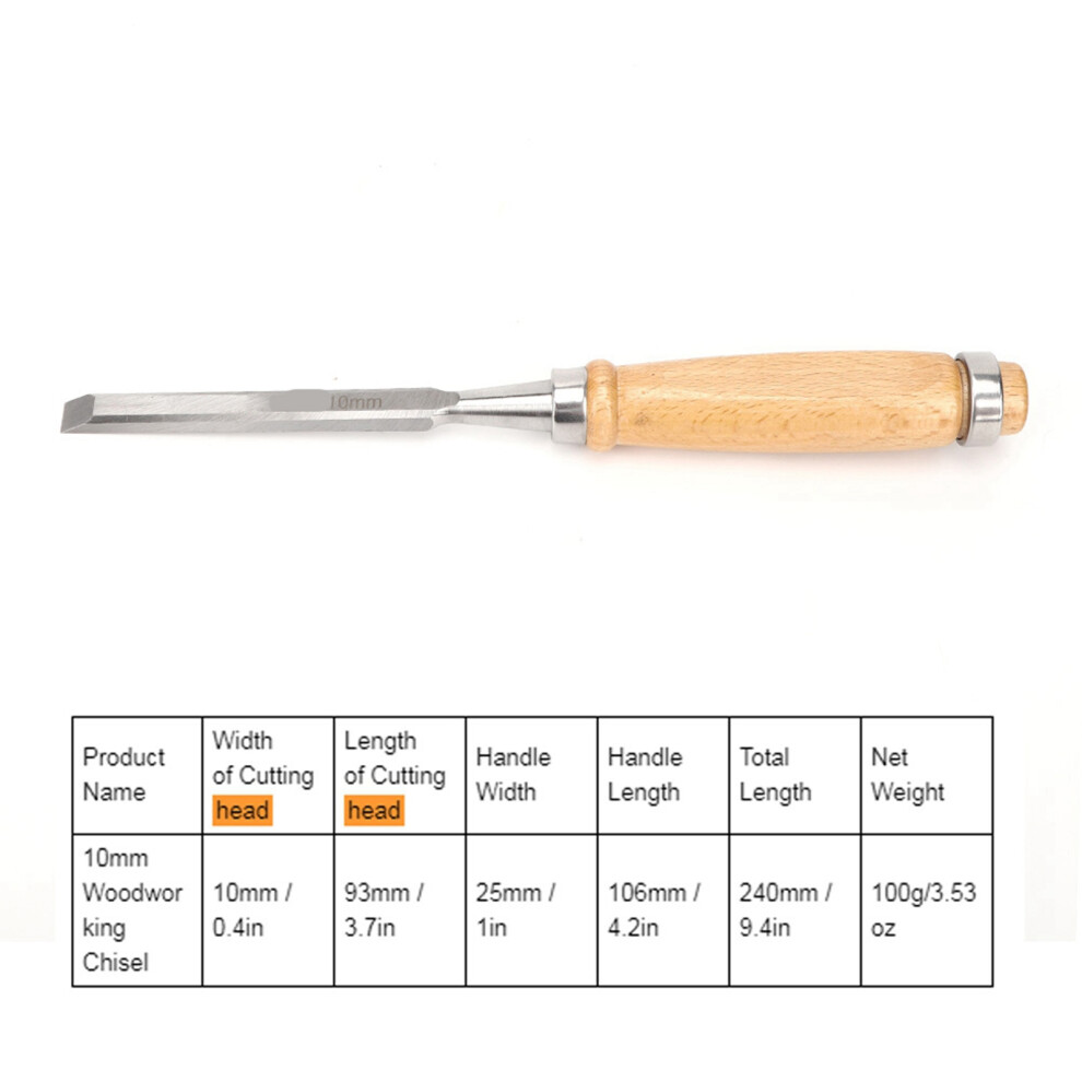 Sharp Edge 10Mm Chisel For Woodworking - Precision Tool With Cr V Steel 5061362168390
