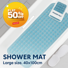 (40 x 100 cm- Large Bath/Shower Mat, Blue) Anti Slip Shower Mat Soft Baby Bath Bathroom Mats
