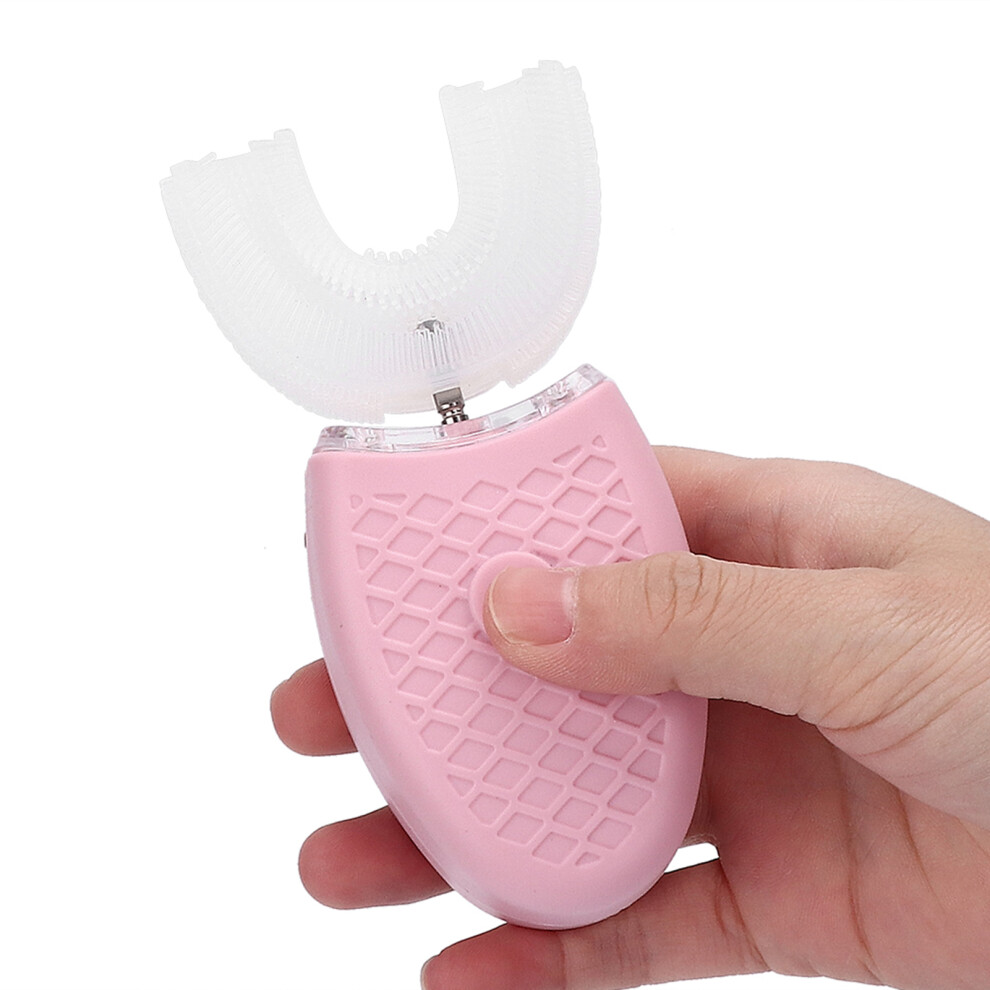 U Shaped Electric Sonic Toothbrush for Adults Rose Pink Auto Cleaning Tool