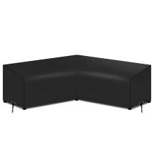 PATIO PLUS V-Shape Garden sofa Cover, Waterproof, Windproof, Anti-UV, 420D Oxford Fabric Outdoor Rattan Corner Sofa Cover, 250x250x115x64/78cm - Black