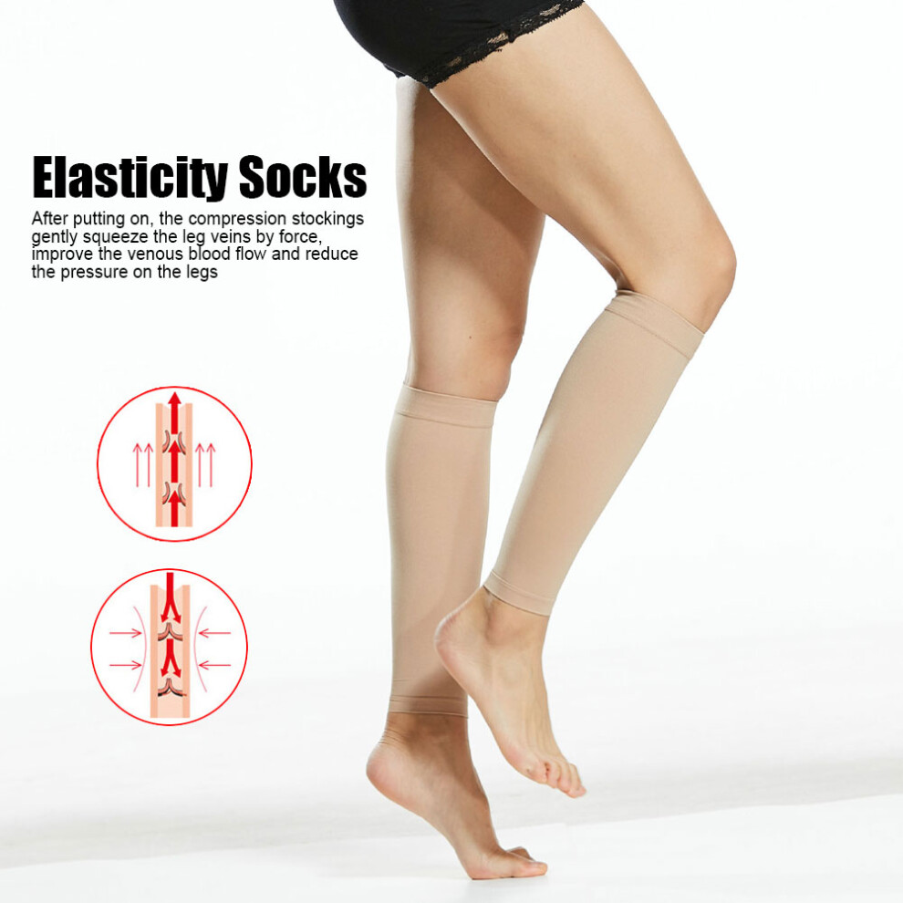 Unisex Skin Color Compression Stockings for Varicose Veins & Clots, S-XXL