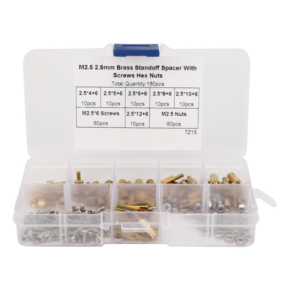 180Pcs Standoff Assortment Kit In Carbon Steel M2.5 With Storage Box 6951362180791