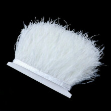 1meter Pink White Ostrich Feathers Trim Dress Handicraft 15-18cm Fluffy Feather For Sewing Party Skirts Plume White 1ply