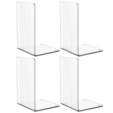 4 Stück Acryl-Buchstützen, transparente Buchstützen,