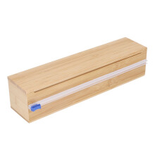 Recipiente recarregável para papel alumínio com design organizado para cozinha, dispensador de filme plástico em bambu para diversas aplicações,
