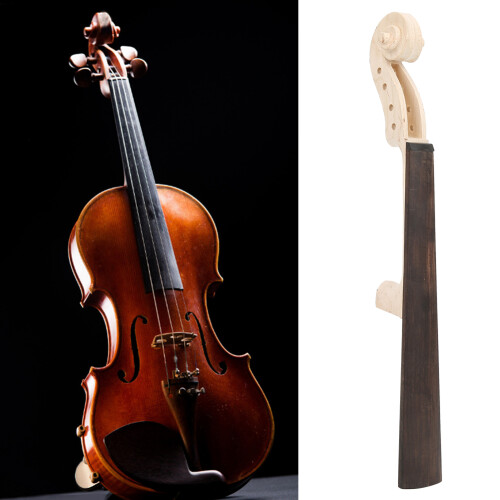 Violin Neck Maple Ebony Fingerboard Black 4/4 Instrument Replacement Part