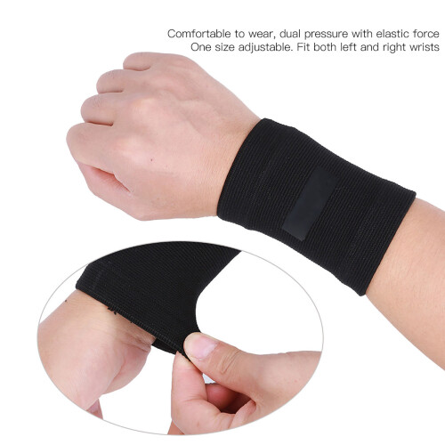 Schwarz, Polyester-Faser-Sporthandschützer Paar, elastischer Halt, Einheitsgröße 2