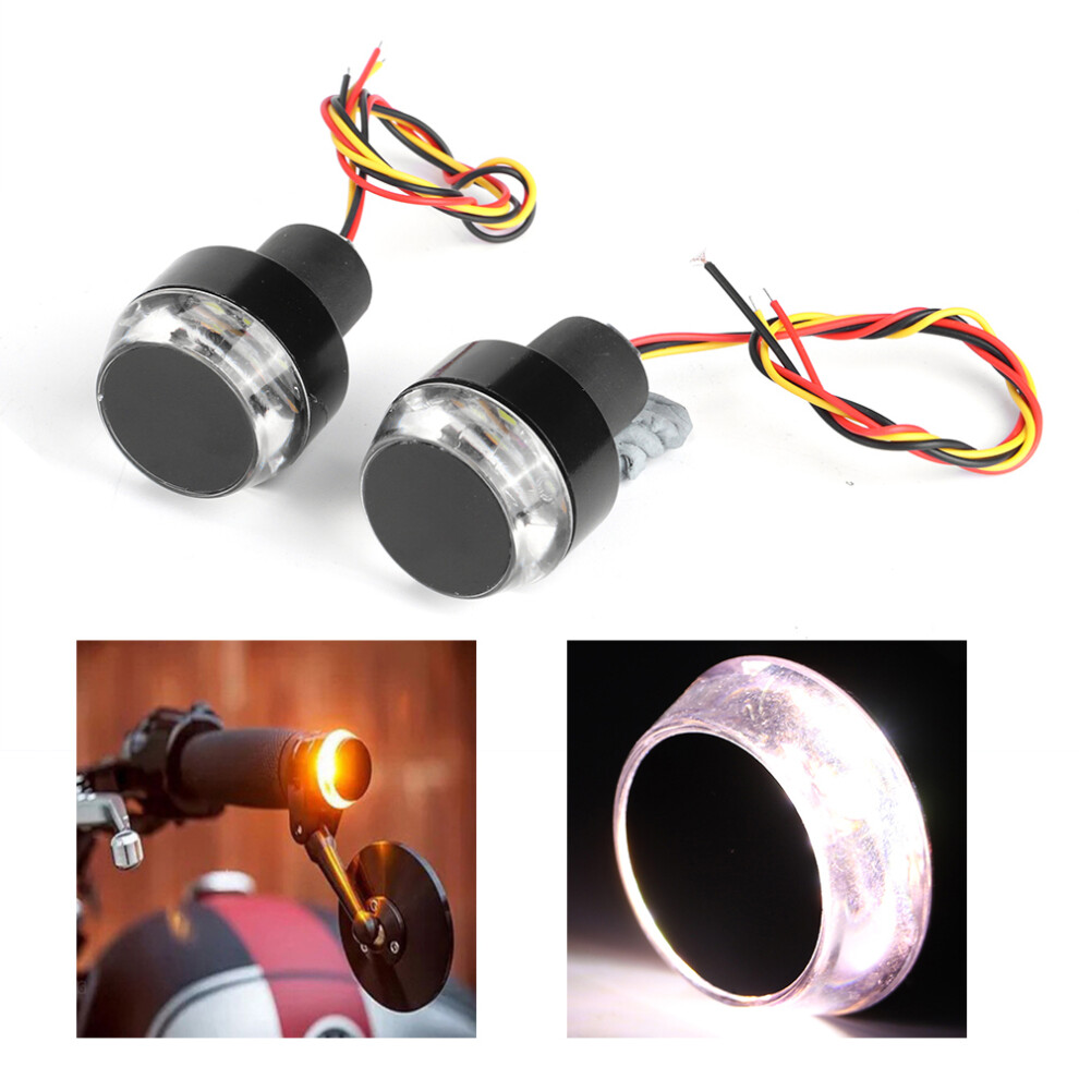 2Pcs Motorcycle Handlebar Led Turn Signal 3W Light/White/Yellow 4941362190670