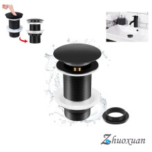 Bonde de lavabo à clapet, installation facile, anti-obstruction, aspect luxueux, finition noire mate, grande polyvalence, construction en laiton