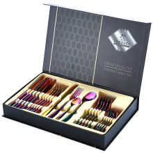 Elegantes Edelstahl-Besteckset mit Ablage, rost- und korrosionsbeständig, ideal für Familienessen.