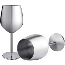 Unbreakable Metal Wine Glasses, Wine Aerator Set with 304 Stainless Steel Construction, 500ml Stemmed Goblets for Red White Wine Champagne, Condensati