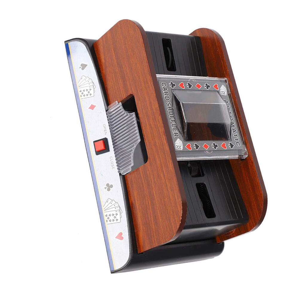 Automatic Wood & ABS Card Shuffler for 2 Decks, Battery Powered, 24x13.5x10.5cm