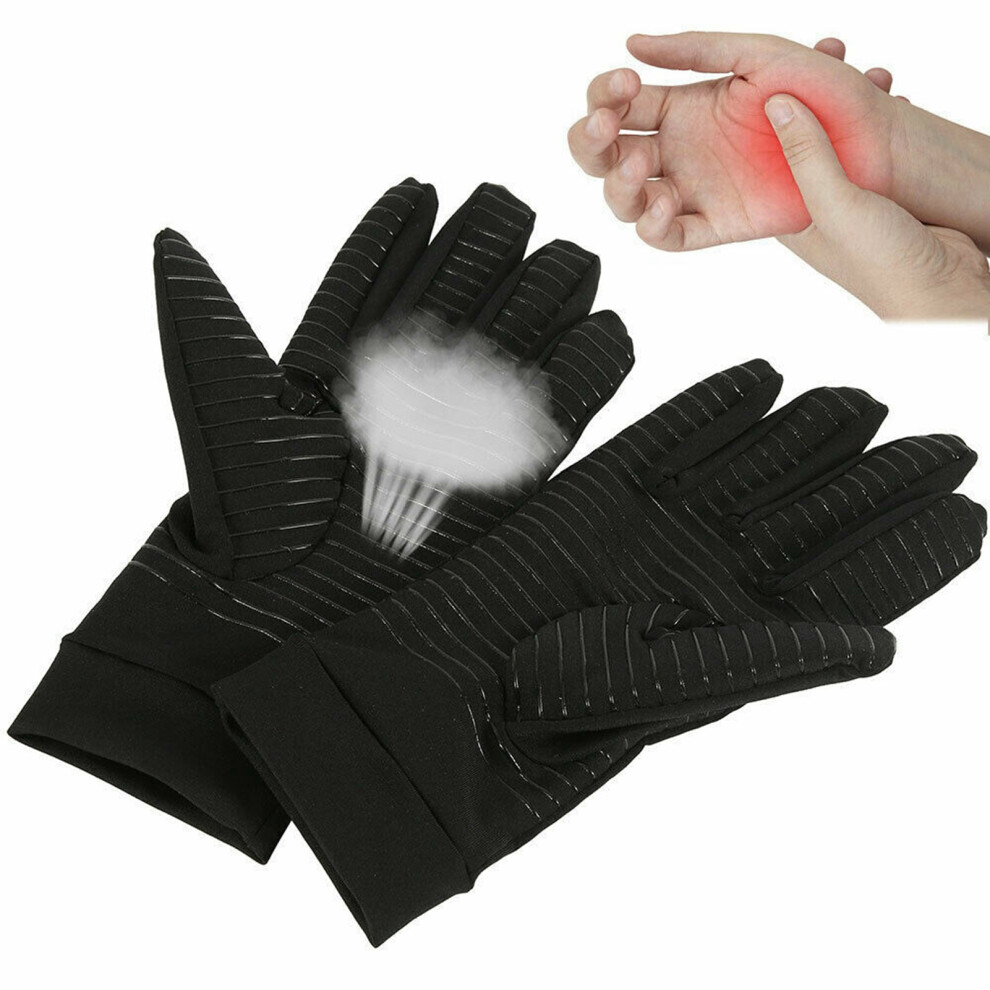 Full Finger Copper Infused Compression Arthritis Gloves for Men & Women, S-L