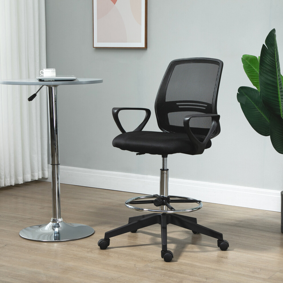 Vinsetto Draughtsman Chair Tall Office Chair With Adjustable Height Black