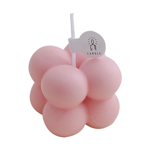 Small Scented Candle Mini Cube Bubble Shaped Wax Candles Aromatherapy Pink