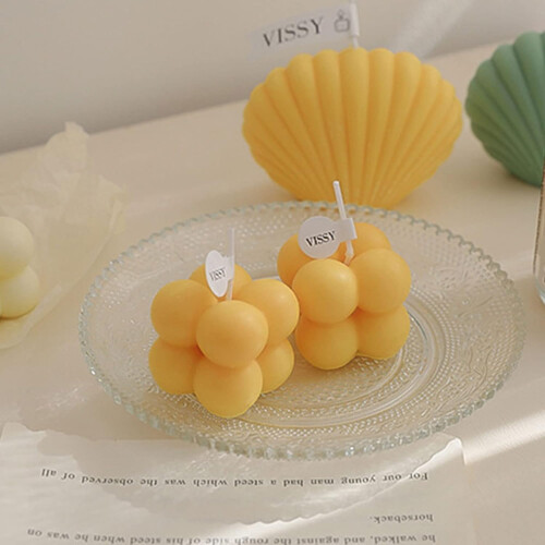Small Scented Candle Mini Cube Bubble Shaped Wax Candles Aromatherapy Pink 2