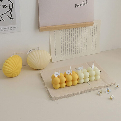 Small Scented Candle Mini Cube Bubble Shaped Wax Candles Aromatherapy Pink 1