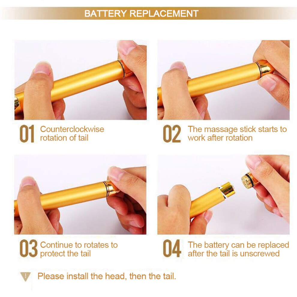 Gold Compact 24K Electric Face Massage Stick For Skin Firming And Lifting