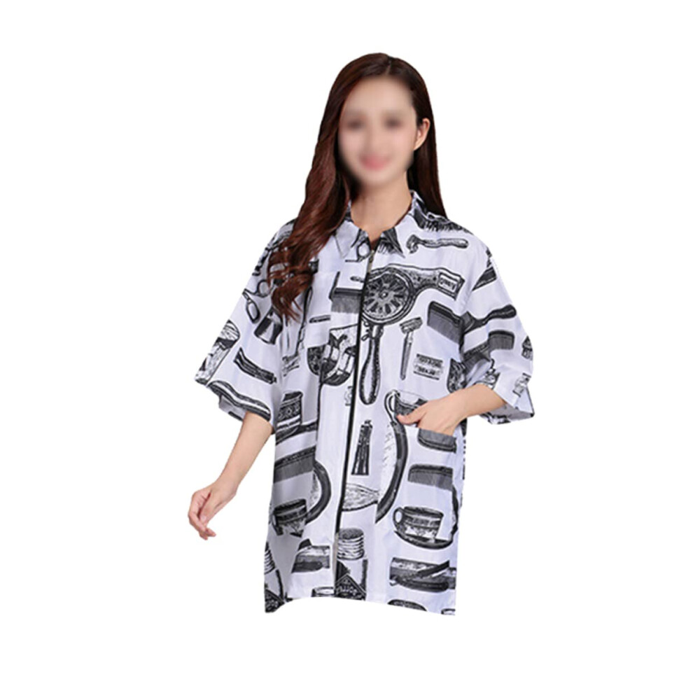 Hairdresser Gown Short Sleeve Barber Coat Hairdressing Apron Hair Cut Uniform Home Work Cloths Fiber Material 9339159271032
