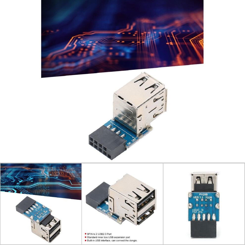 9Pin To 2 Ports Usb 2.0 Adapter For Pc Laptop Computer Equipment Expansion 9341362206022