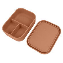 BPA-fri silikonebentoboks med genanvendelig bentoboksfunktion, holdbart og bærbart design, madbeholder med 3 rum, nem at rengøre, tåler