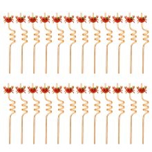 Decorative Straw Set For Tropical Luau Birthday Party, Reusable Plastic Drink Straw With Patterns That Can Be Moved, Bent Straw Plastic Straws Fit Mas