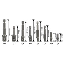 8 Stück Sechskant-Schlagbohrerkoffer-Adapterset für Akku-Schlagbohrschrauber 1/4", 3/8", 1/2"