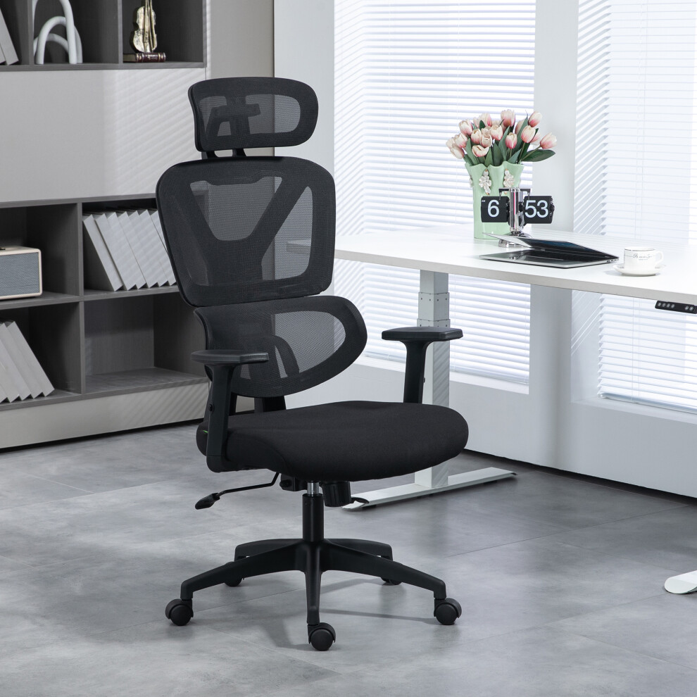 Vinsetto Mesh Office Chair Swivel Desk Chair With Adjustable Height, Black
