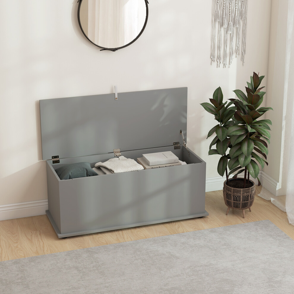 Homcom Storage Chest With Lid, 113L Storage Box, Grey