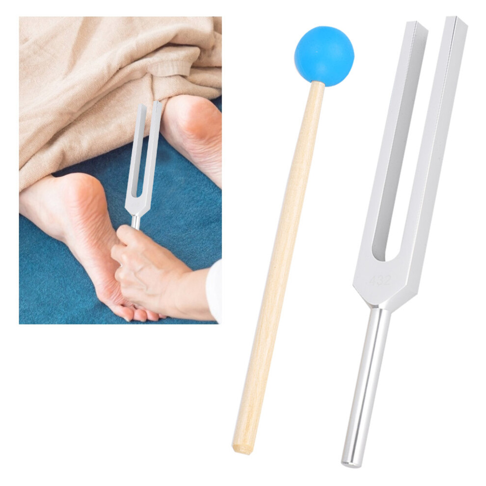 432Hz Aluminum Tuning Fork & Wood Hammer Sound Healing Set â 18.5cm