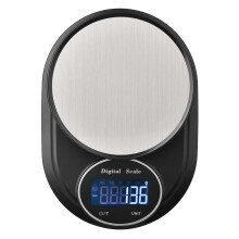 Bilancia con funzione di spegnimento automatico, design moderno e salvaspazio: un complemento elegante per qualsiasi cucina.