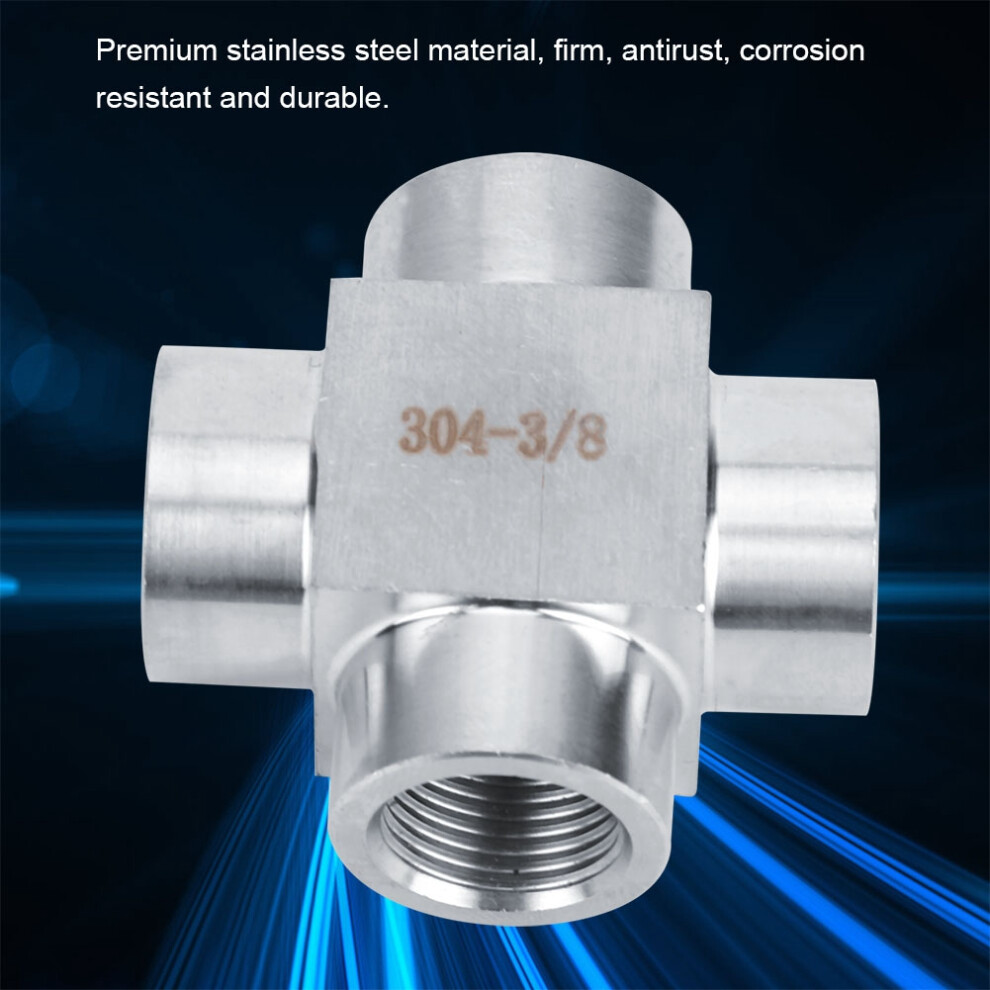 304 Stainless Steel G3/8 4-Way Tee Pipe Fitting With Female Thread 4101362219782