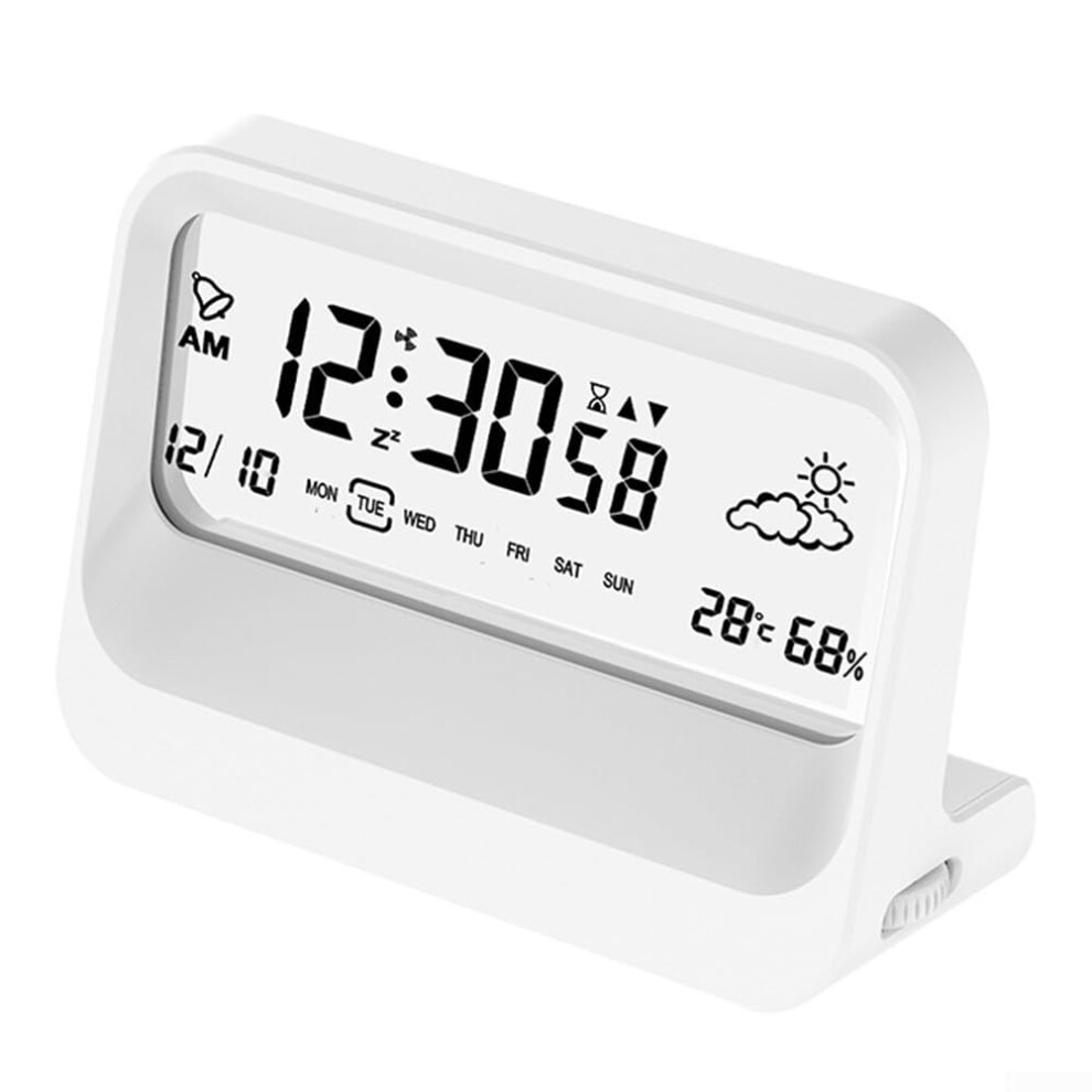 Digital Alarm Clock With Visual Timer And Temperature Display, Date, 3 Custom Alarms, Adjustable Backlight, And Quiet Operation For Bedroom(White) White